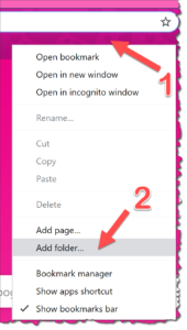 How to add a Folder in the Bookmarks bar using the Bookmarks bar