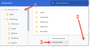 How to add a Folder in the Bookmarks bar using the Bookmarks bar